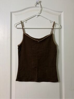 Old Navy Brown Knit Camisole with Cream Trim